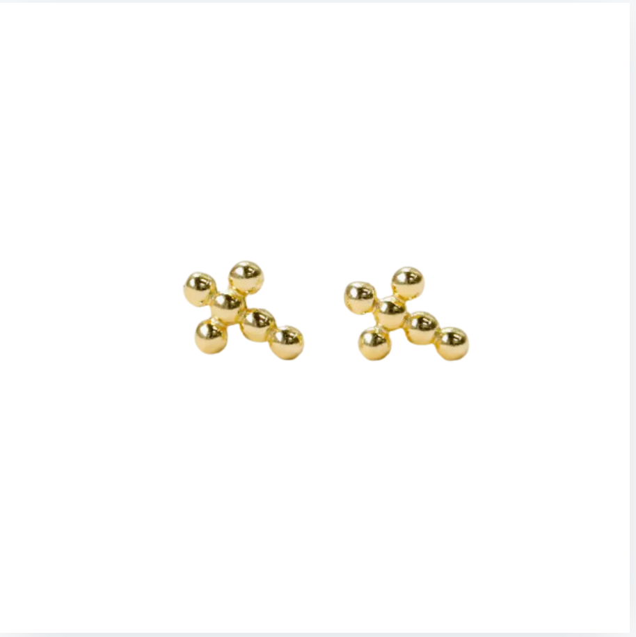 Stud Cross Gold Earrings