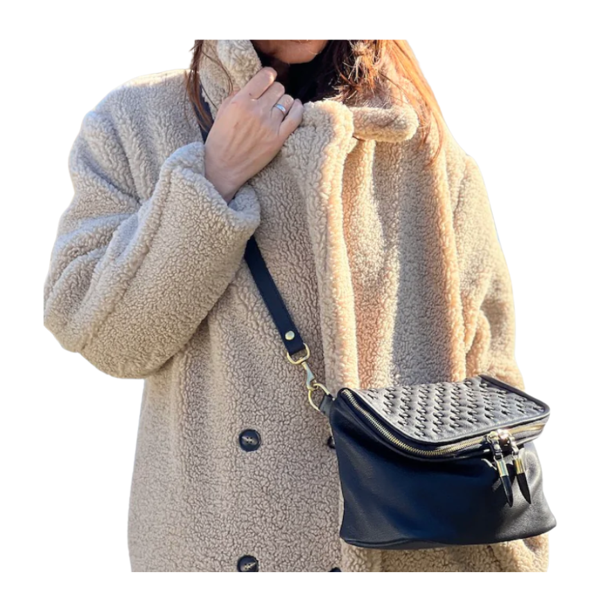 Mini Rough Night - Black Lazer Criss Cross Crossbody