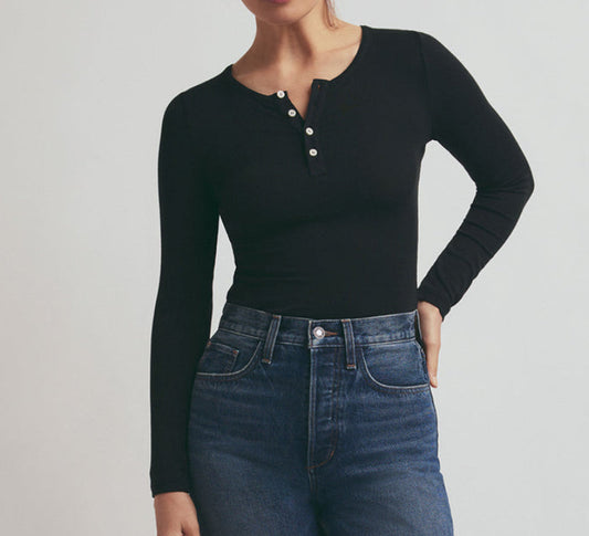Favorite Daughter The Henley Ribbed Long Sleeve