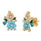 Blue & Peach Flower Earrings
