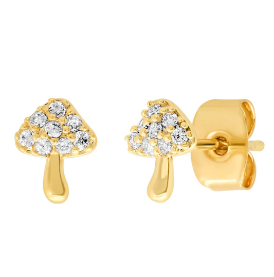 Gold Mushroom Earrings