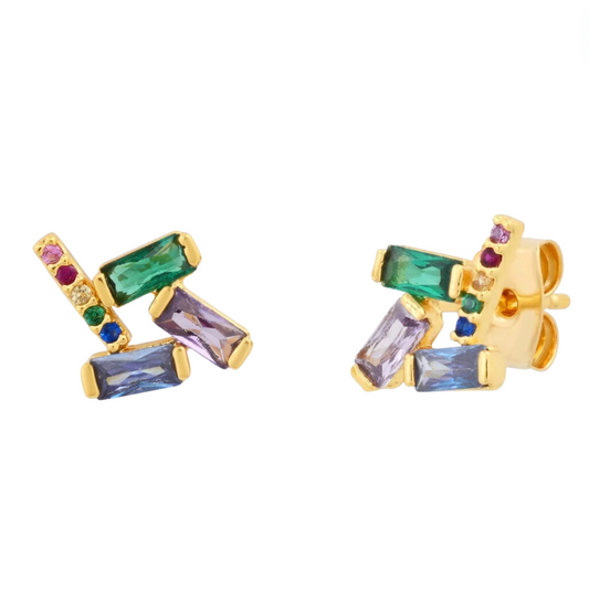 Multi-colored CZ Geometric CZ Studs