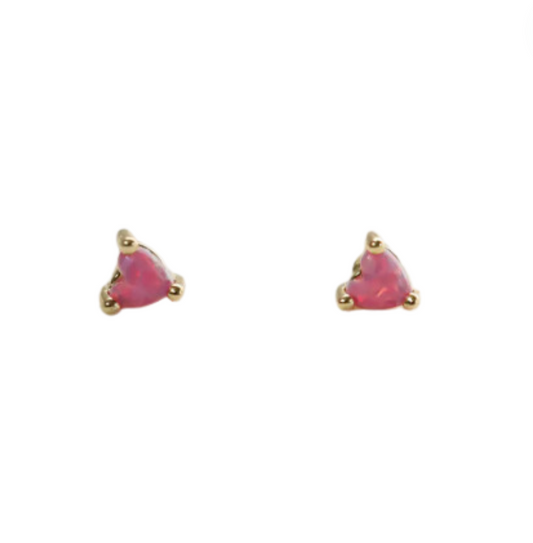 Tiny Opal Heart Earrings