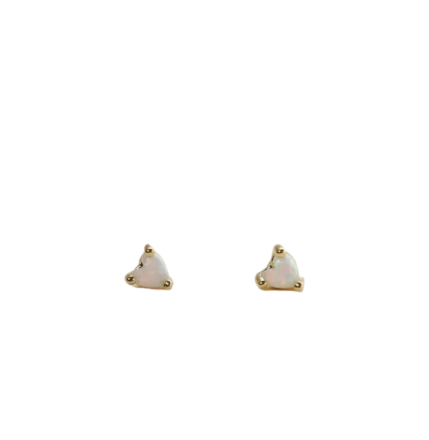 Tiny Opal Heart Earrings