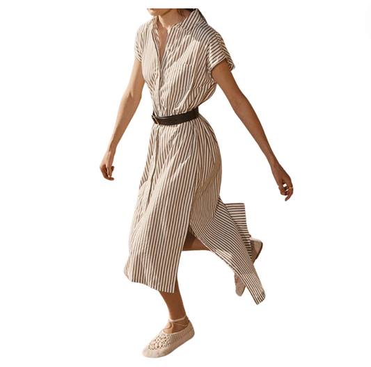 80's Poplin Stripe Shirt Dress