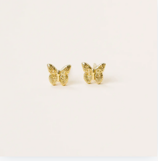 Gold Butterfly Stud Earrings