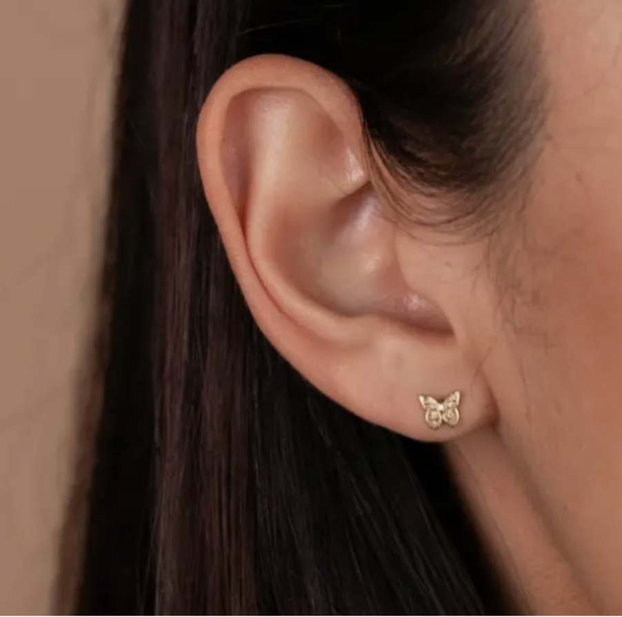 Gold Butterfly Stud Earrings