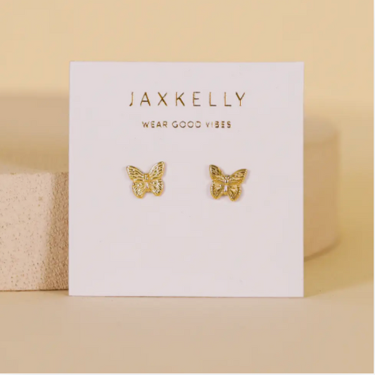 Gold Butterfly Stud Earrings