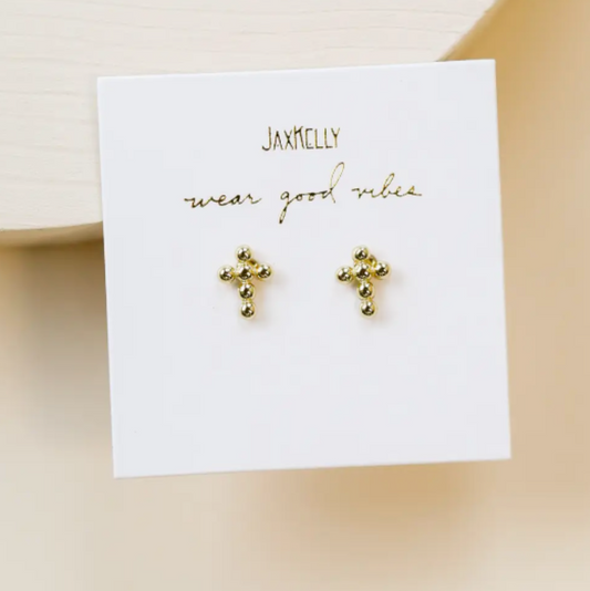 Stud Cross Gold Earrings
