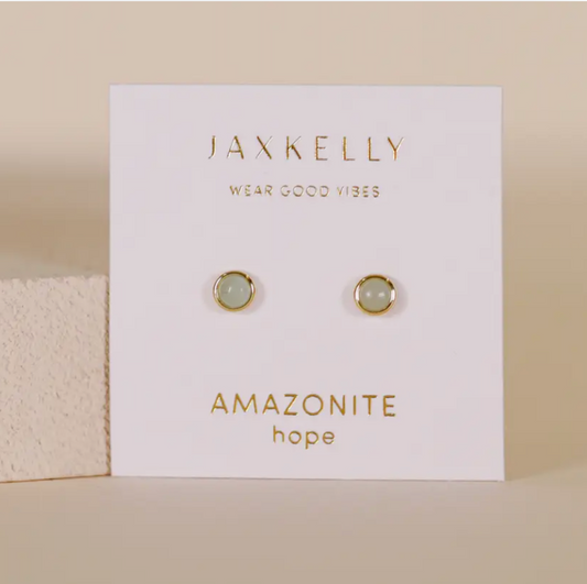 Simple Stud with Gemstone Gold Earrings