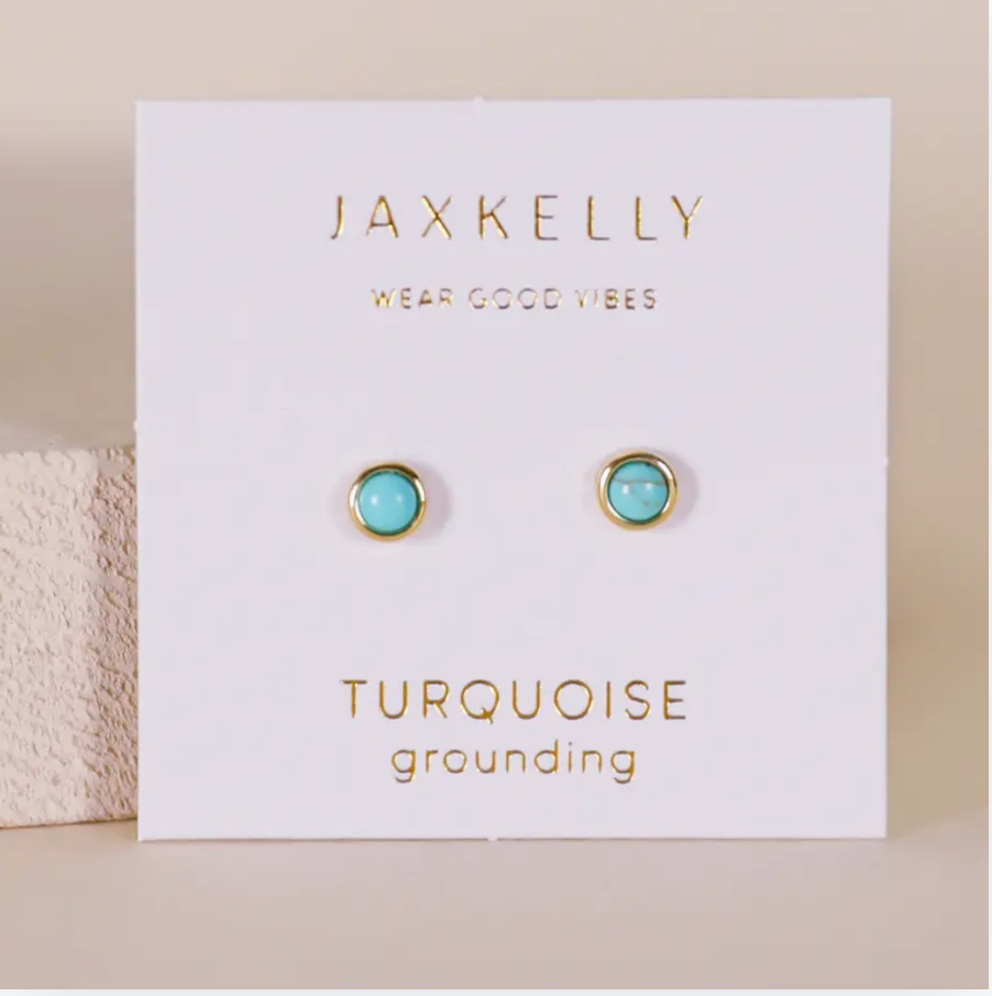 Simple Stud with Gemstone Gold Earrings