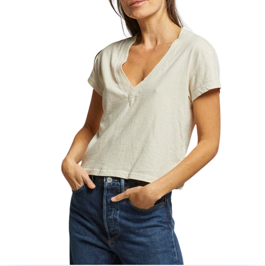 Alanis Recycled Cotton V Neck Tee