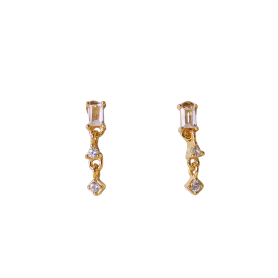 Mini Baguette Drop Earrings