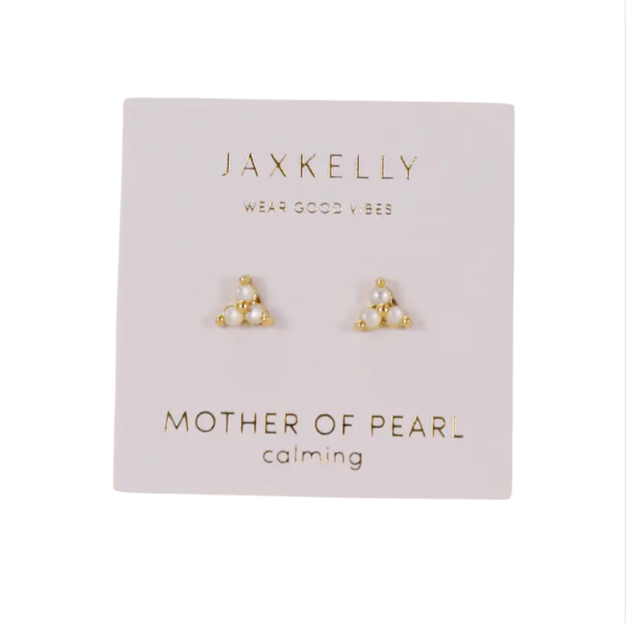 Trio Cluster Gold Earrings - Pearl
