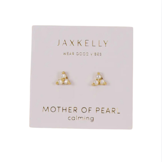 Trio Cluster Gold Earrings - Pearl