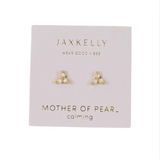 Trio Cluster Gold Earrings - Pearl