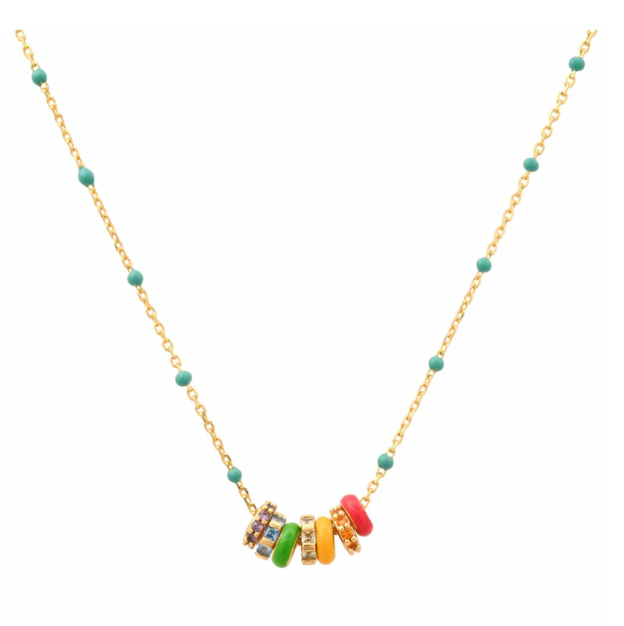 TAI Rainbow Enamel Charm Necklace