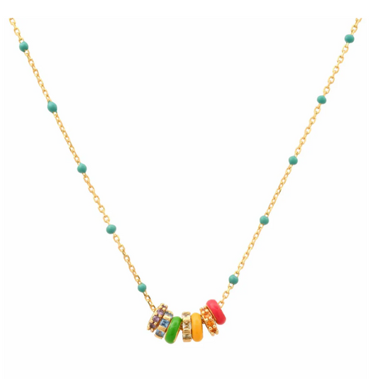 TAI Rainbow Enamel Charm Necklace