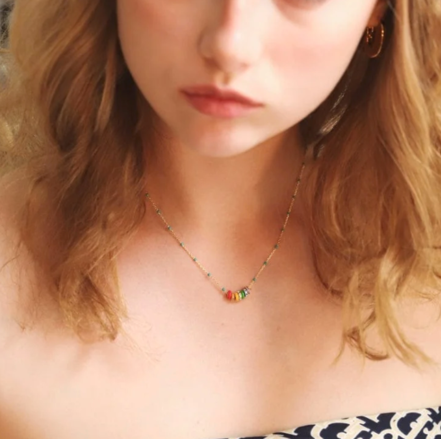 TAI Rainbow Enamel Charm Necklace