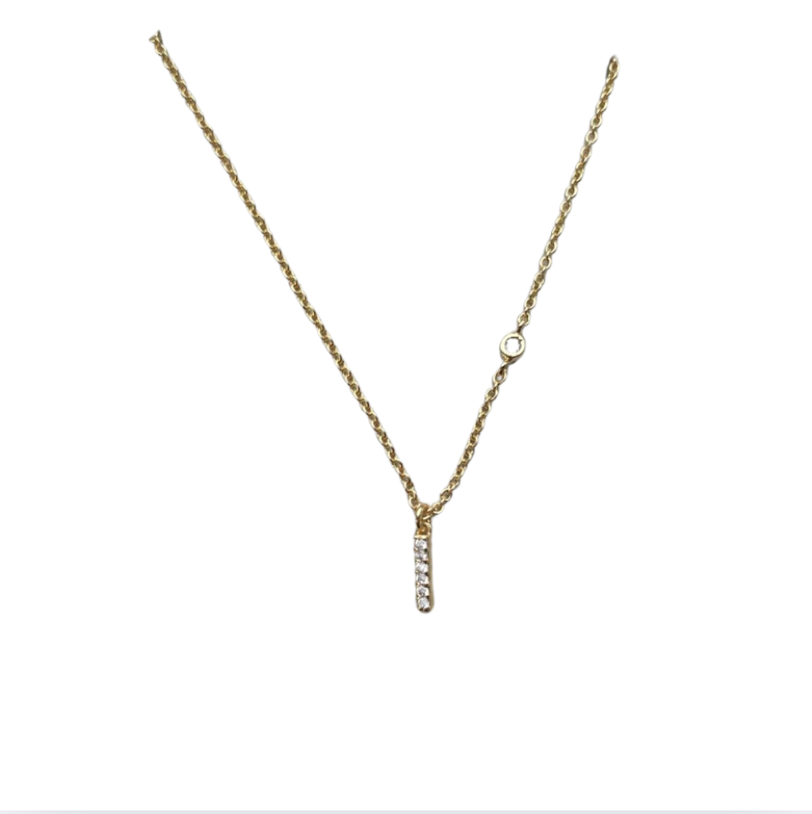 TAI CZ Stick Necklace with Offset CZ