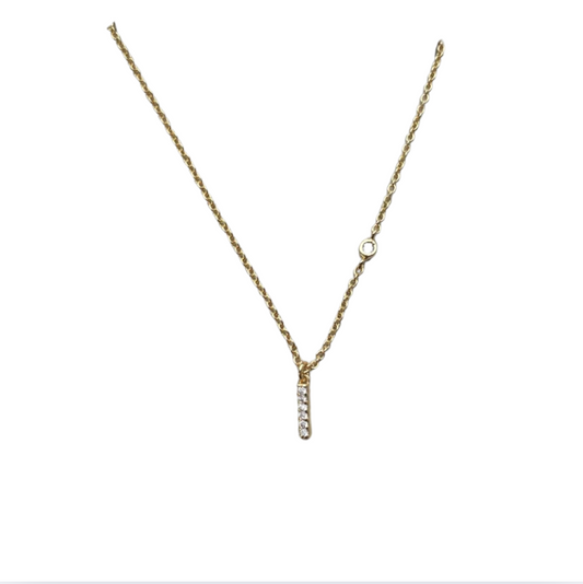 TAI CZ Stick Necklace with Offset CZ