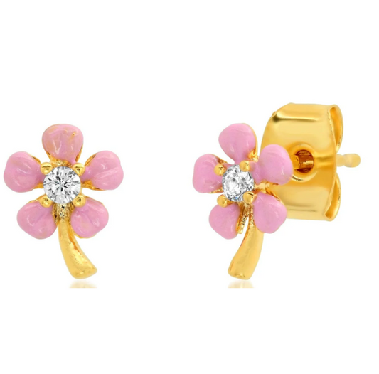 Enamel Flower Stud Earring