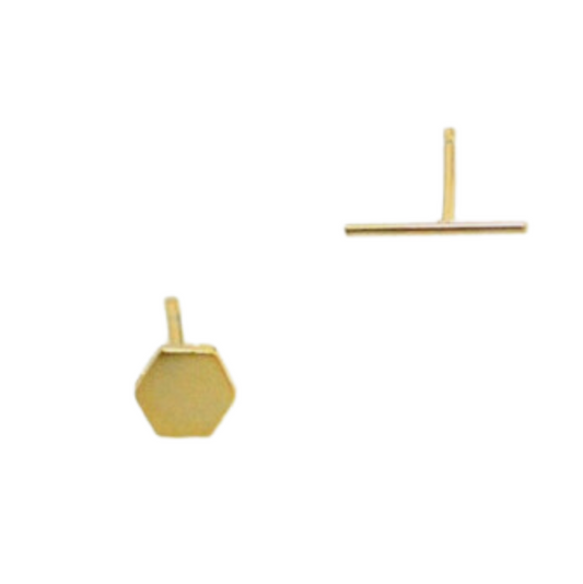 Tai Hex and Stick Post Earrings