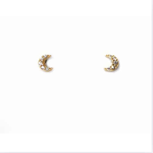 Mini Pave Moon Earrings