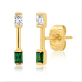 Stick Stud with Green and Clear Stone