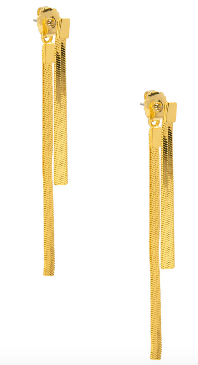 rho Herringbone Front Back Double Drop Earrings