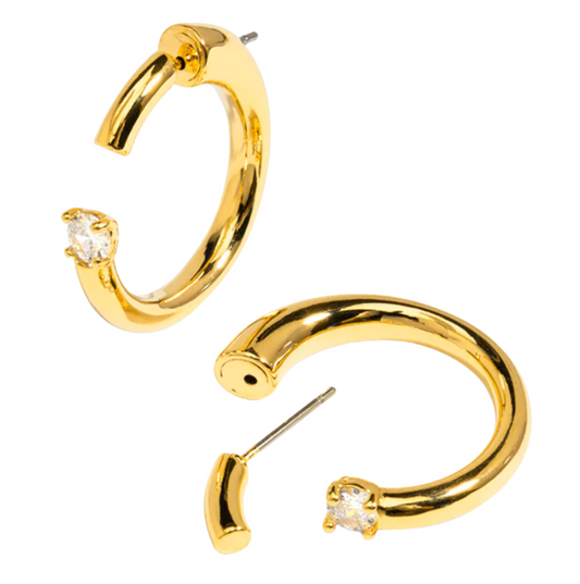 rho Front Post Crystal Hoop Earrings