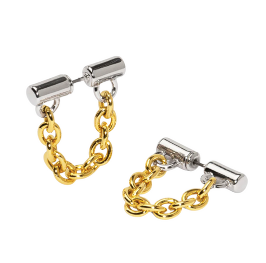 rho Two-Tone Chain Hoop Earrings