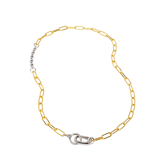Two-Tone Beaded Mixed Link Collar Necklace