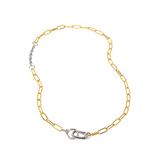 Two-Tone Beaded Mixed Link Collar Necklace