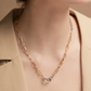 Two-Tone Beaded Mixed Link Collar Necklace