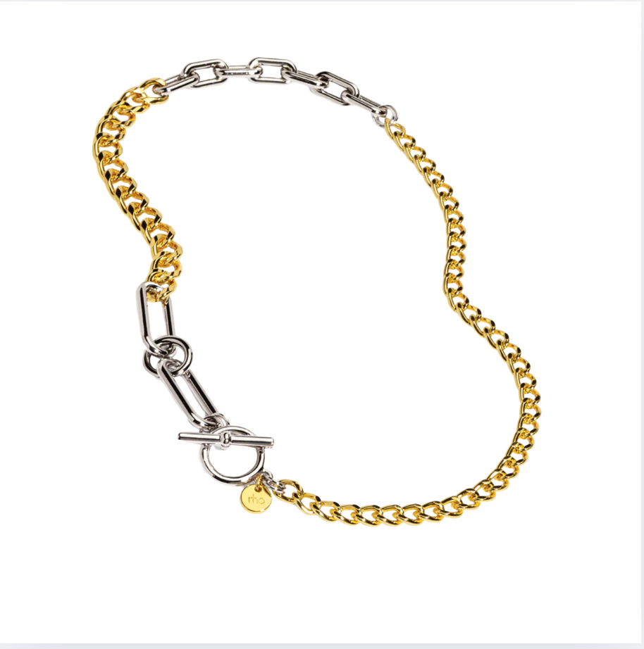 Two Tone Mixed Links Collar Necklace