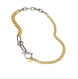 Two Tone Mixed Links Collar Necklace