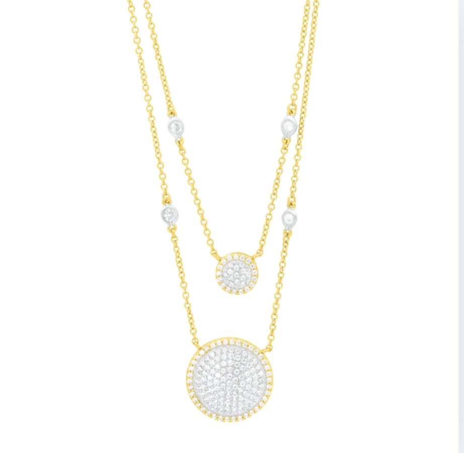 Double Layer Times Square Pave Necklace