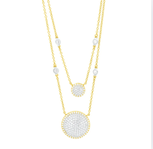 Double Layer Times Square Pave Necklace