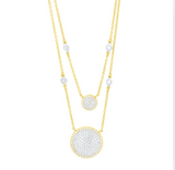 Double Layer Times Square Pave Necklace