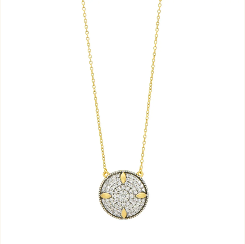 Freida Rothman Petals and Pave Small Pendant Necklace