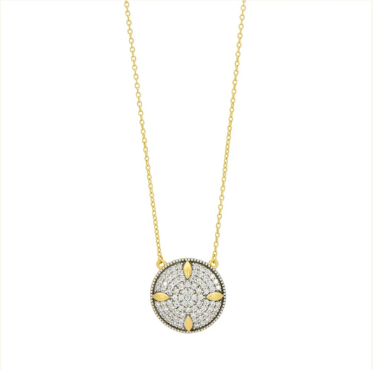 Freida Rothman Petals and Pave Small Pendant Necklace