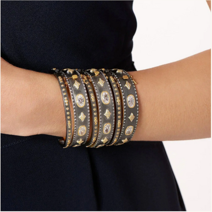 Freida Rothman Mini Stud Bezel Stone Eternity Hinge Bangle