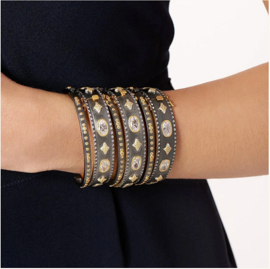 Freida Rothman Mini Stud Bezel Stone Eternity Hinge Bangle