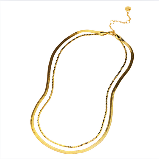 Rho Layered Herringbone Short Necklace