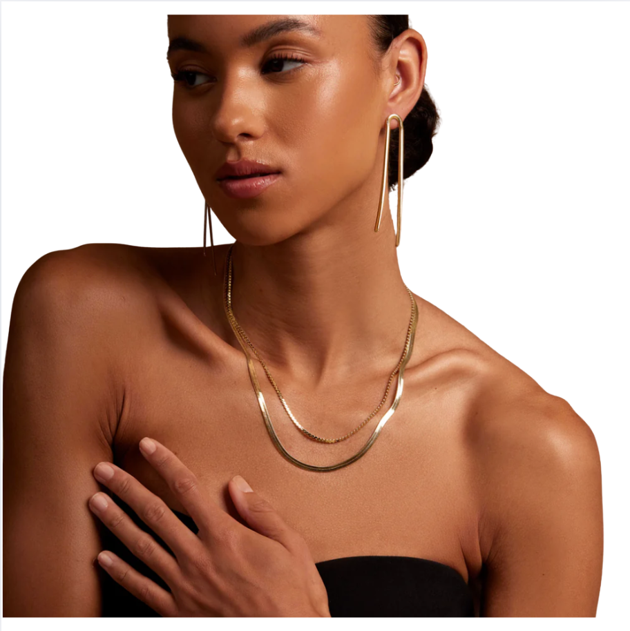 Rho Layered Herringbone Short Necklace