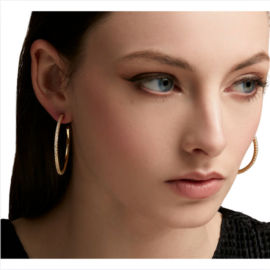 Rho Large Pave Hoop Earrings