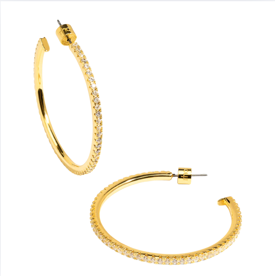 Rho Large Pave Hoop Earrings