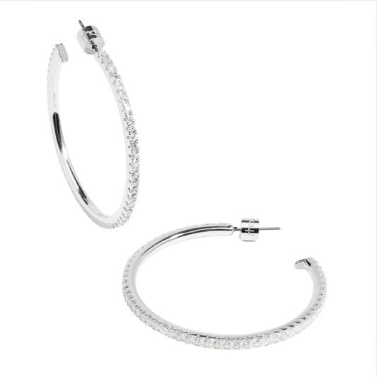 Rho Large Pave Hoop Earrings