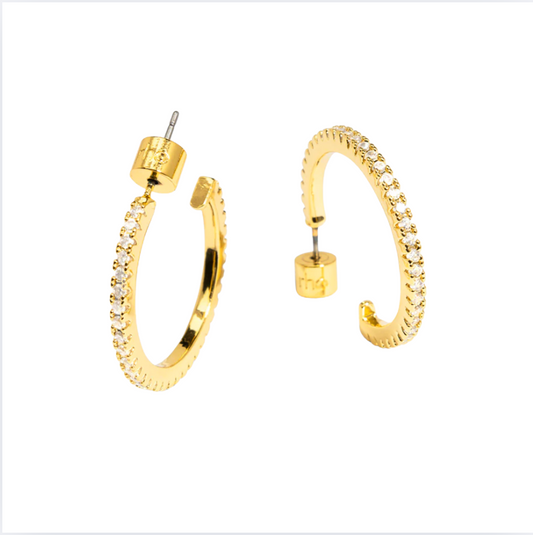Rho Small Pave Hoop Earring